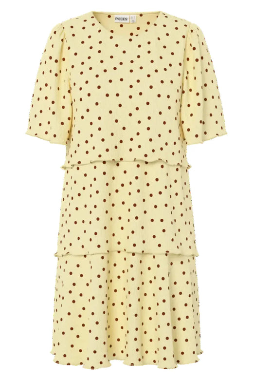 Pieces - Pcflora Ss Layering Dress - 5082812 French Vanilla Dots Kjoler 