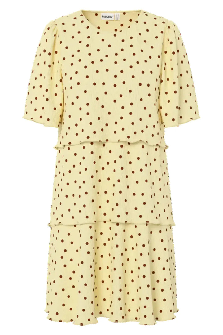 Pieces - Pcflora Ss Layering Dress - 5082812 French Vanilla Dots Kjoler 