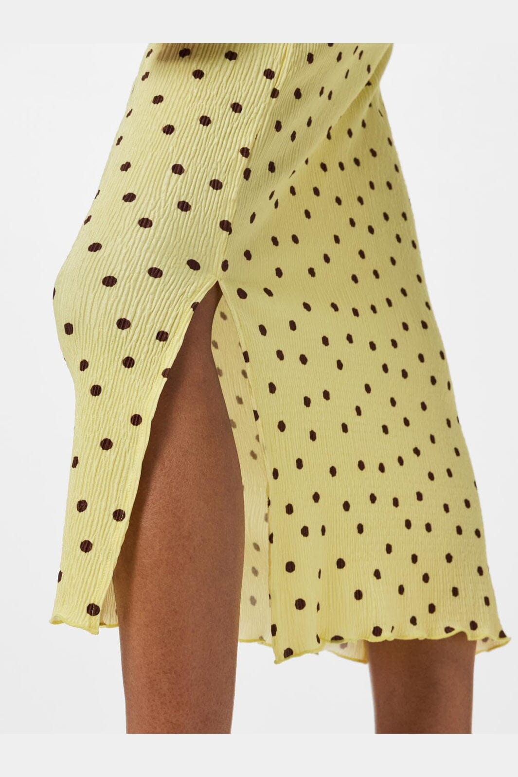 Pieces - Pcflora Ss Midi Dress Cp - 5017914 French Vanilla Brown Polka Dots