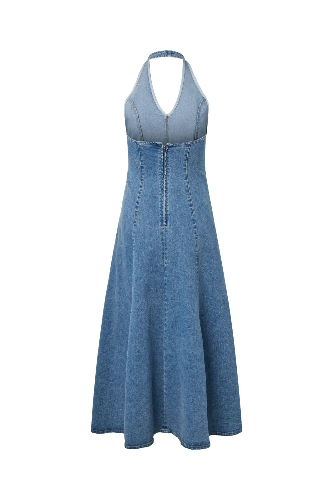 Pieces - Pcfranna Sl Halterneck Dress - 5106238 Light Blue Denim