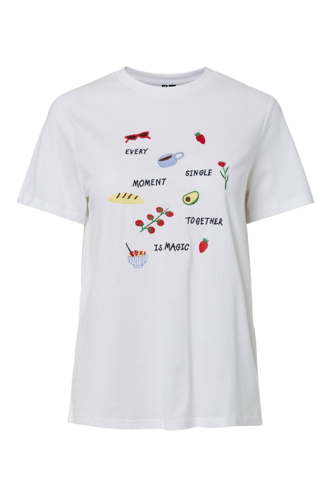 Pieces - Pcgak Ss Embroidery T-Shirt - 4988734 Bright White Every Single Moment