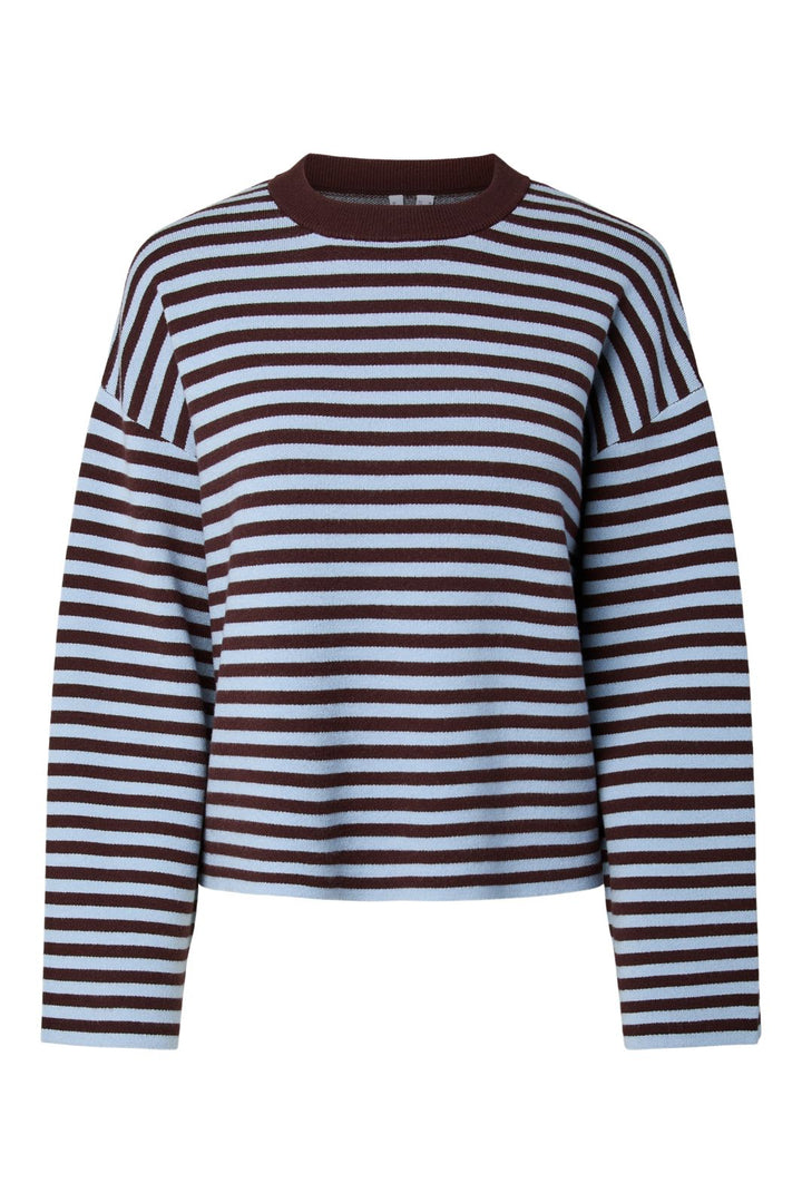 Pieces - Pcjassy Ls O-Neck Knit - 5179127 Hot Fudge Cashmere Blue