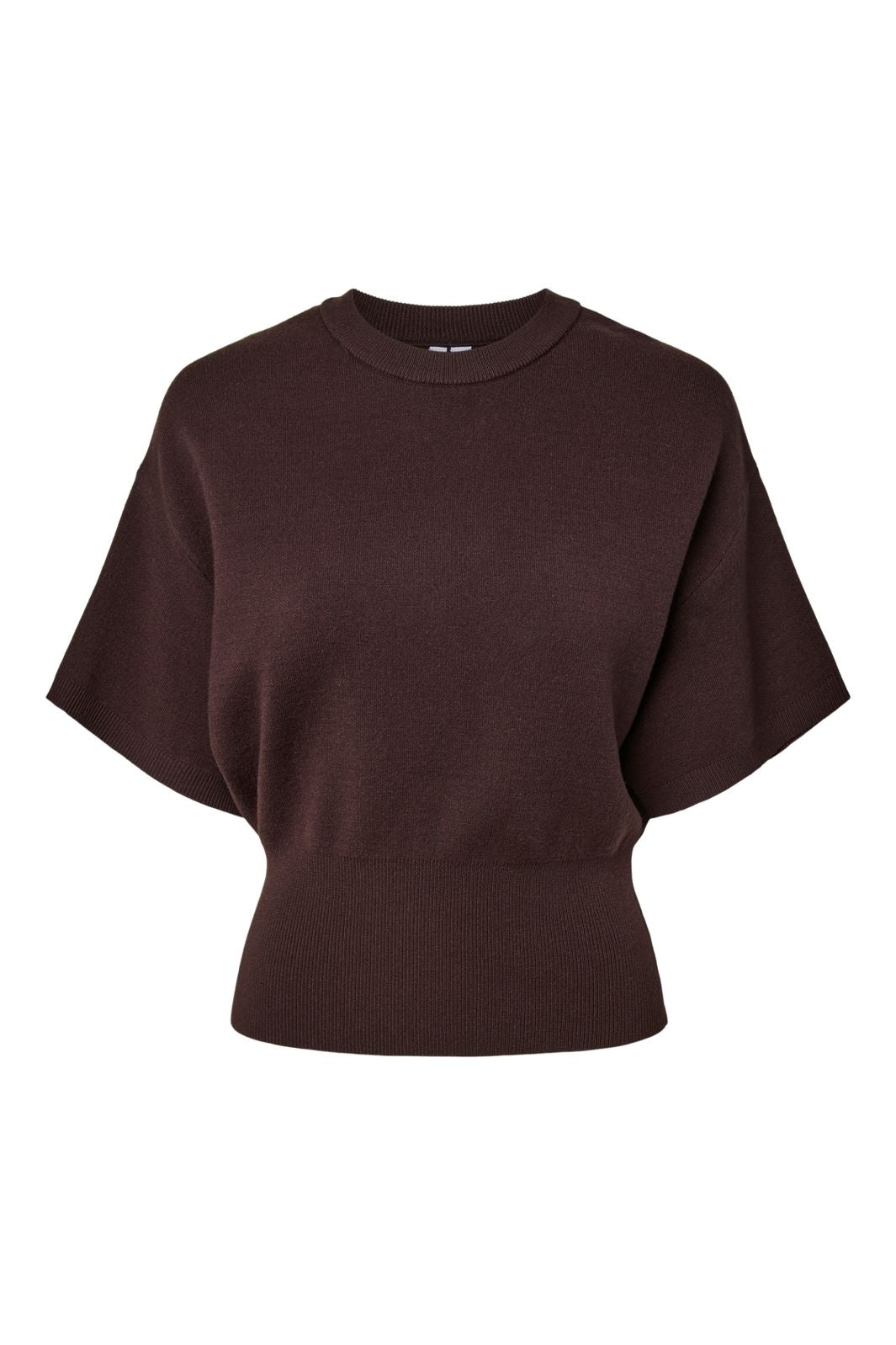 Pieces - Pcjassy Ss O-Neck Waist Knit - 5103587 Hot Fudge