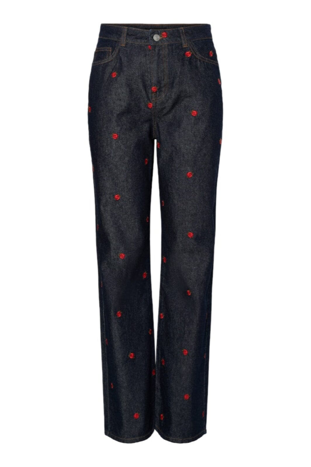 Pieces - Pcjava Straight Jeans - 4888513 Dark Blue Denim Rose Jeans 