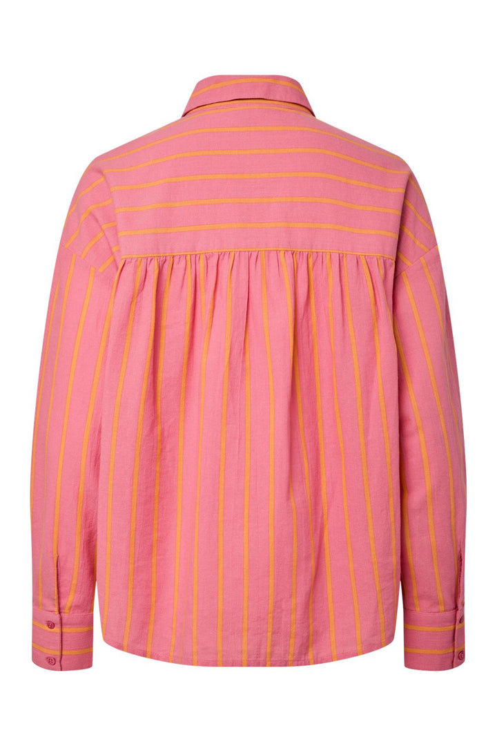 Pieces - Pcjavia Ls Stripe Shirt Fc - 5068776 Pink Lemonade Tangerine Stripes And White Emb
