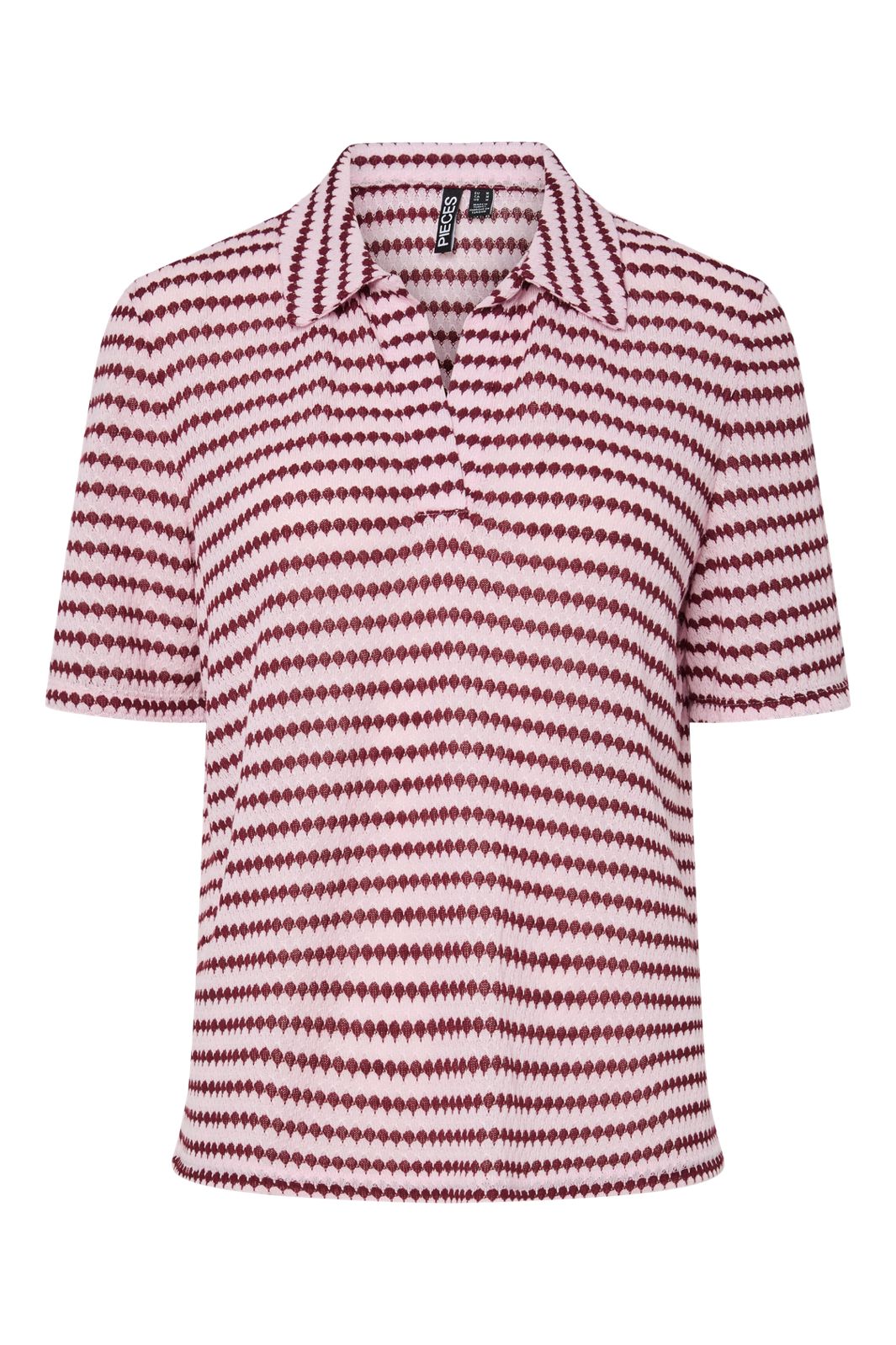 Pieces - Pcjeya Ss V-Neck Loose Polo - 4953115 Pink Tulle Port Royale