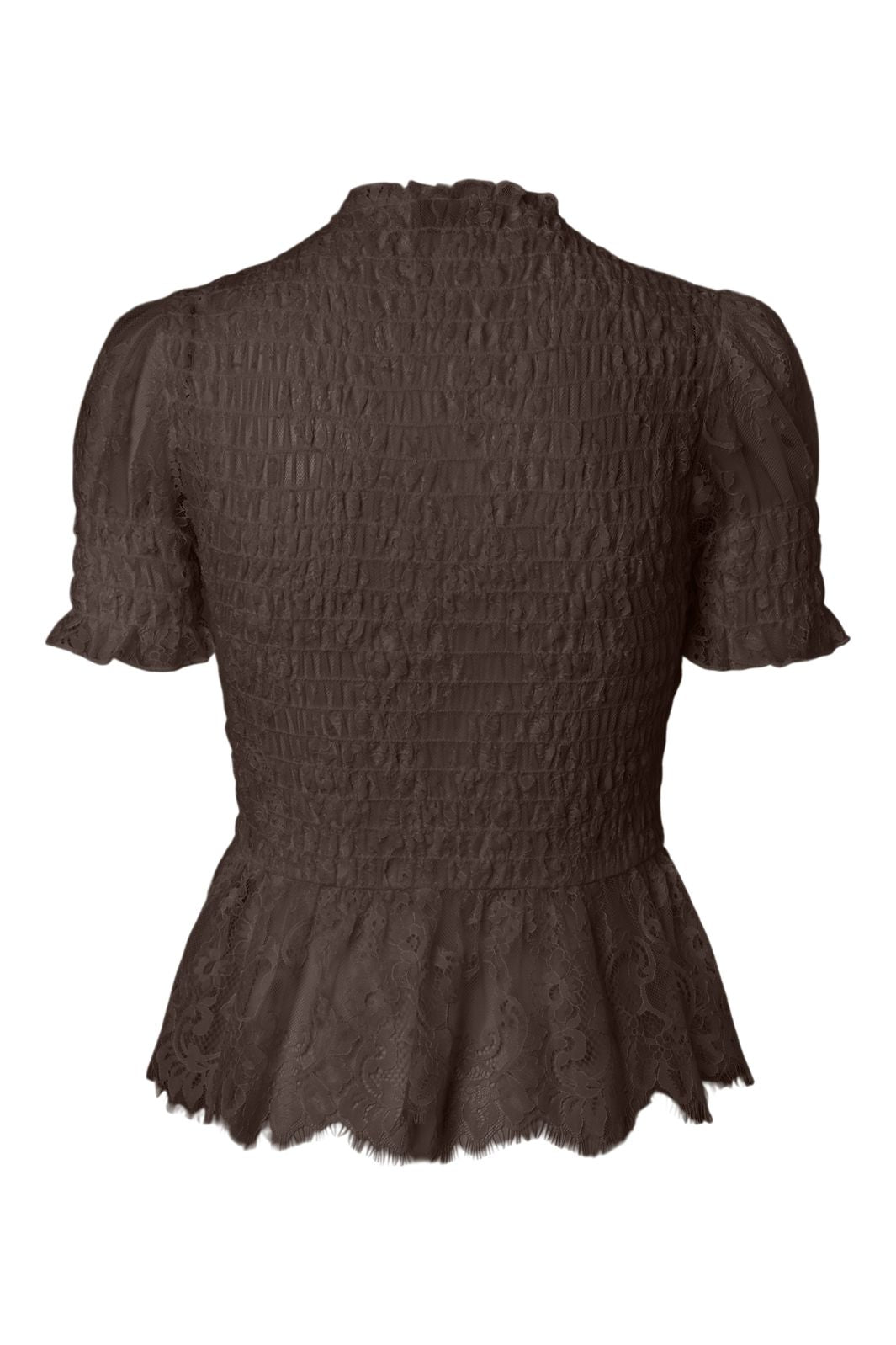 Pieces - Pcjilly Ss Lace Top - 5185375 Hot Fudge