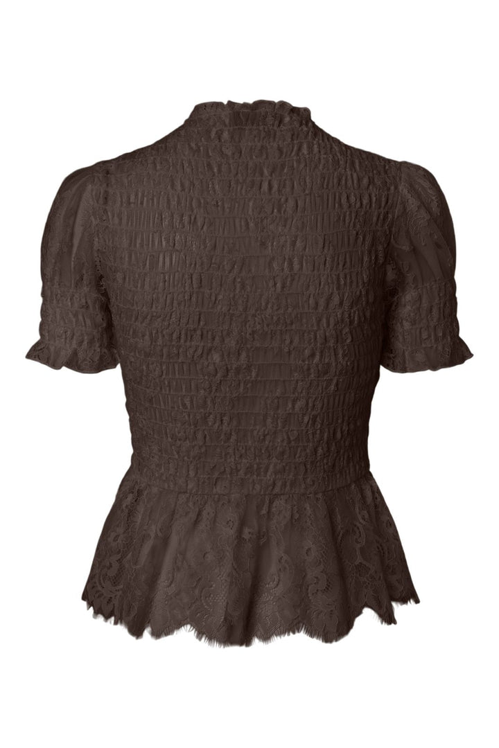 Pieces - Pcjilly Ss Lace Top - 5185375 Hot Fudge