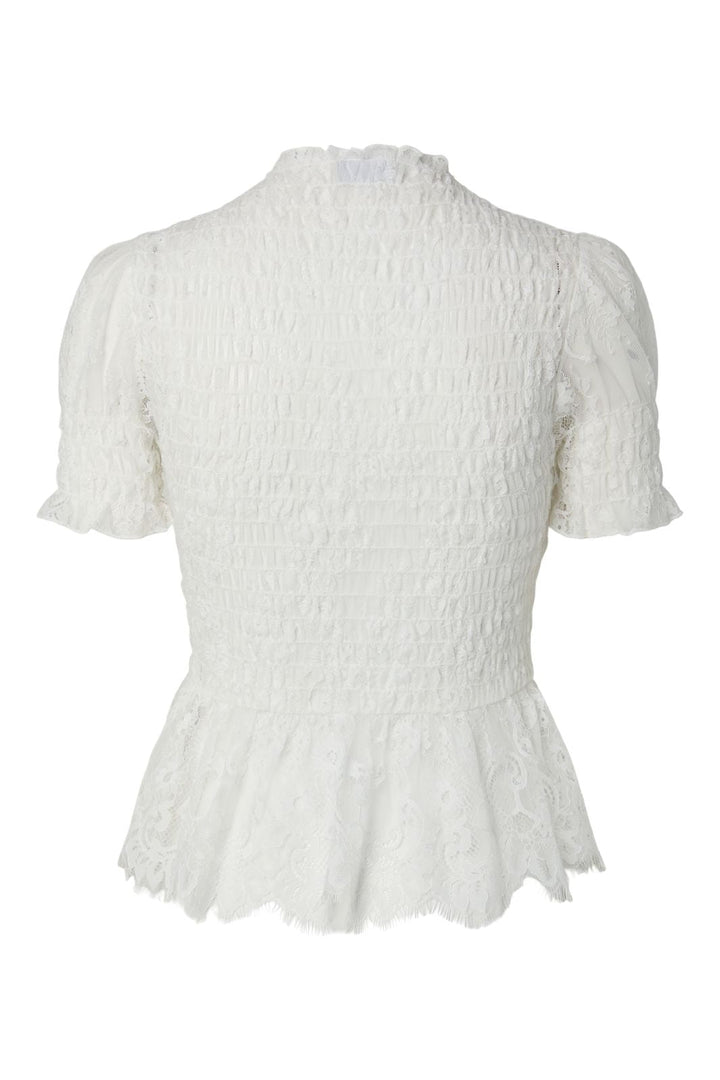 Pieces - Pcjilly Ss Lace Top - 5200991 Bright White