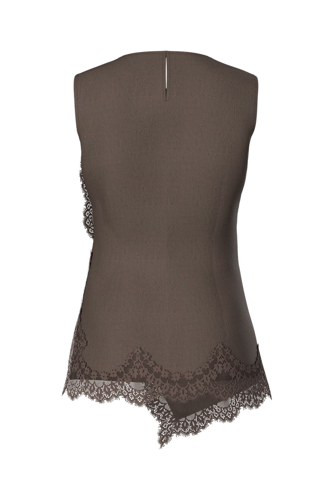 Pieces - Pcjolivia Sl Asymetric Lace Top - 5196832 Hot Fudge Hot Fudge Lace