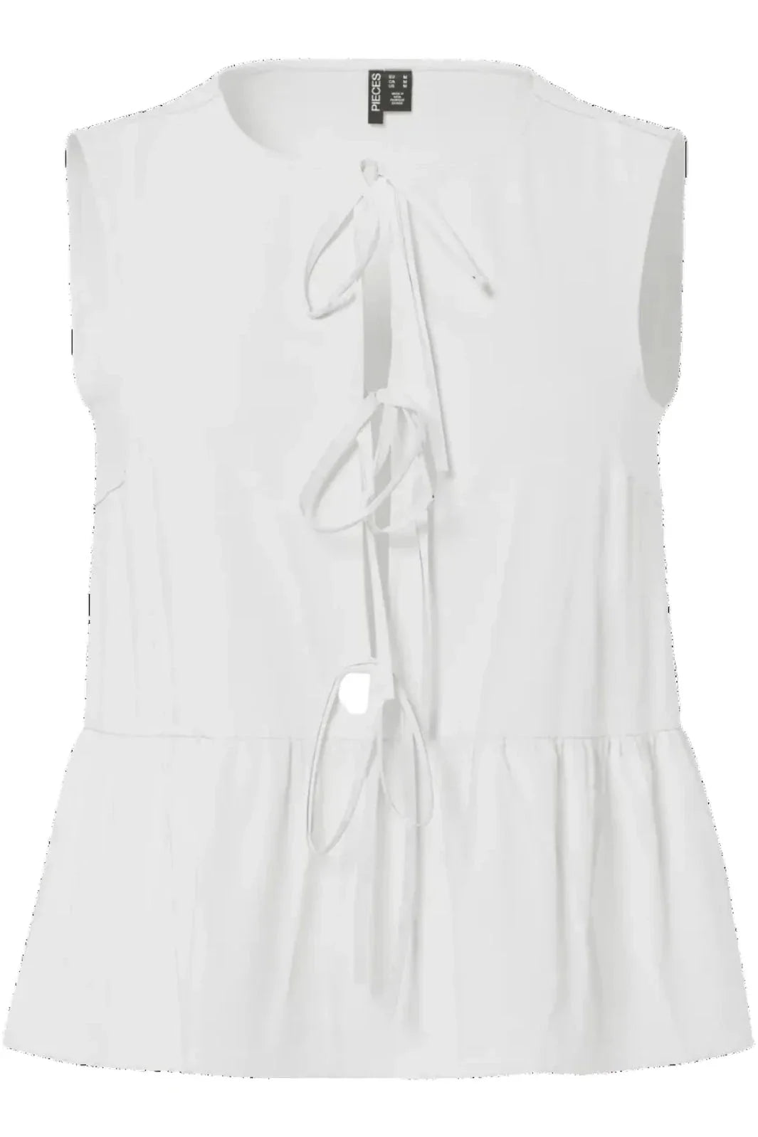 Pieces - Pcjolly Sl Tie Top - 4904304 Bright White Toppe 