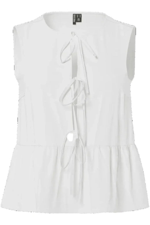 Pieces - Pcjolly Sl Tie Top - 4904304 Bright White Toppe 