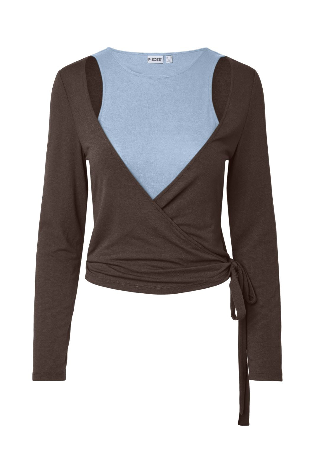 Pieces - Pcjuliana Roya Ls 2 In 1 Top - 5228538 Hot Fudge Cashmere Blue