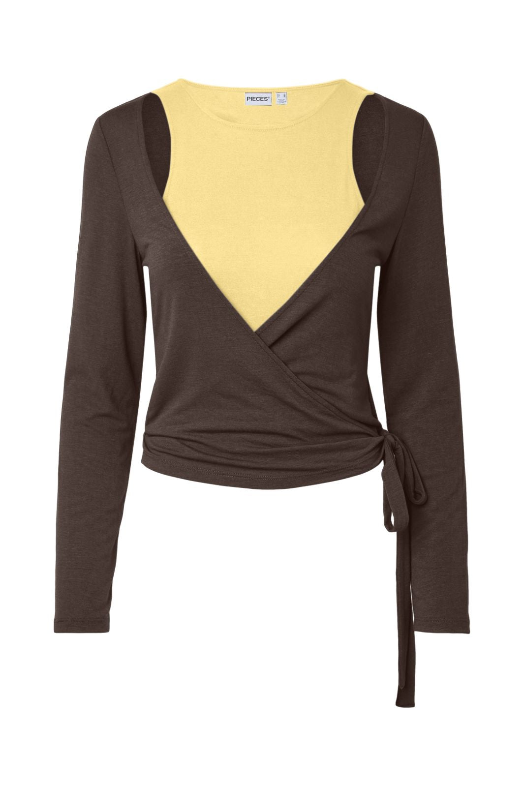 Pieces - Pcjuliana Roya Ls 2 In 1 Top - 5228539 Hot Fudge Pale Banana