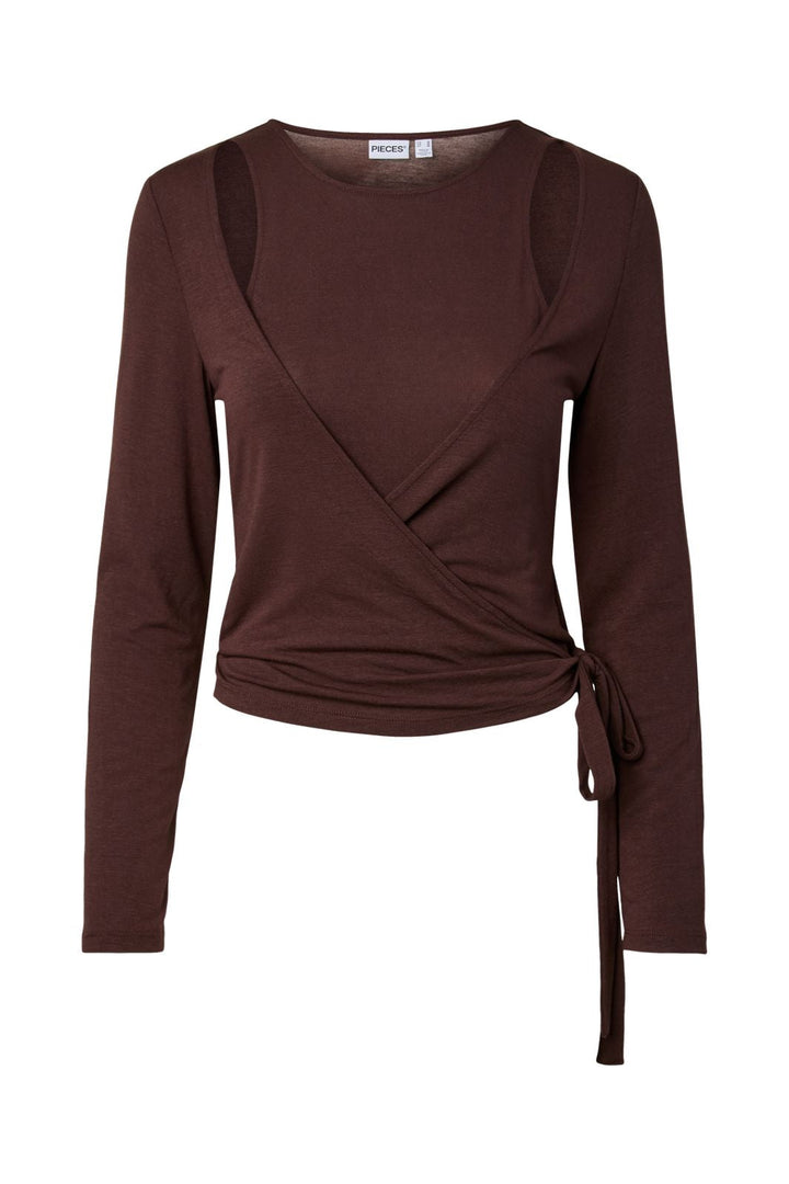 Pieces - Pcjuliane Roya Ls 2 In 1 Top - 5185465 Hot Fudge