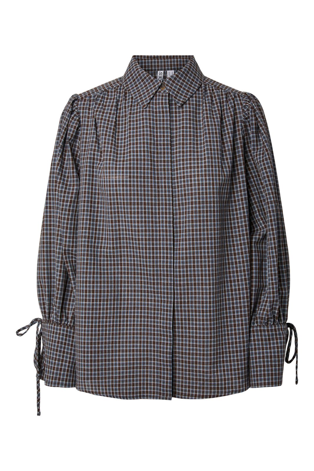Pieces - Pcjune Ls Pleated Detail Shirt Wnv - 5162473 Cashmere Blue Hot Fudge