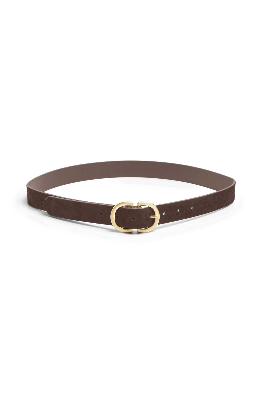 Pieces - Pcjuva Suede Jeans Belt - 4862836 Hot Fudge W Brushed Gold Buckle