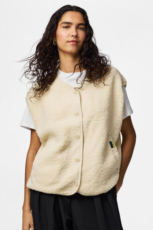 Pieces - Pckatty Teddy Vest - 4897815 Birch