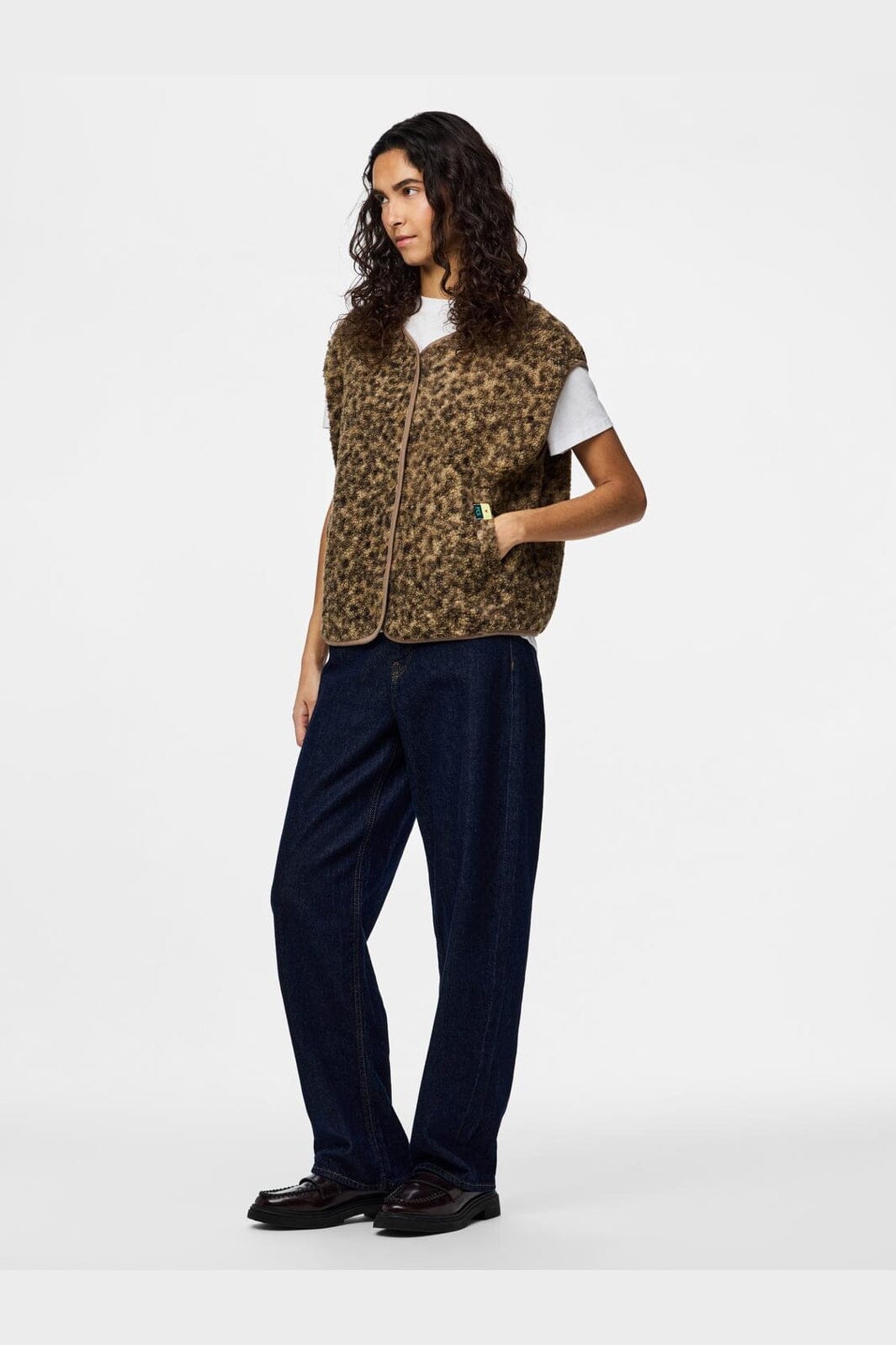 Pieces - Pckatty Teddy Vest - 4941395 Tannin Leopard