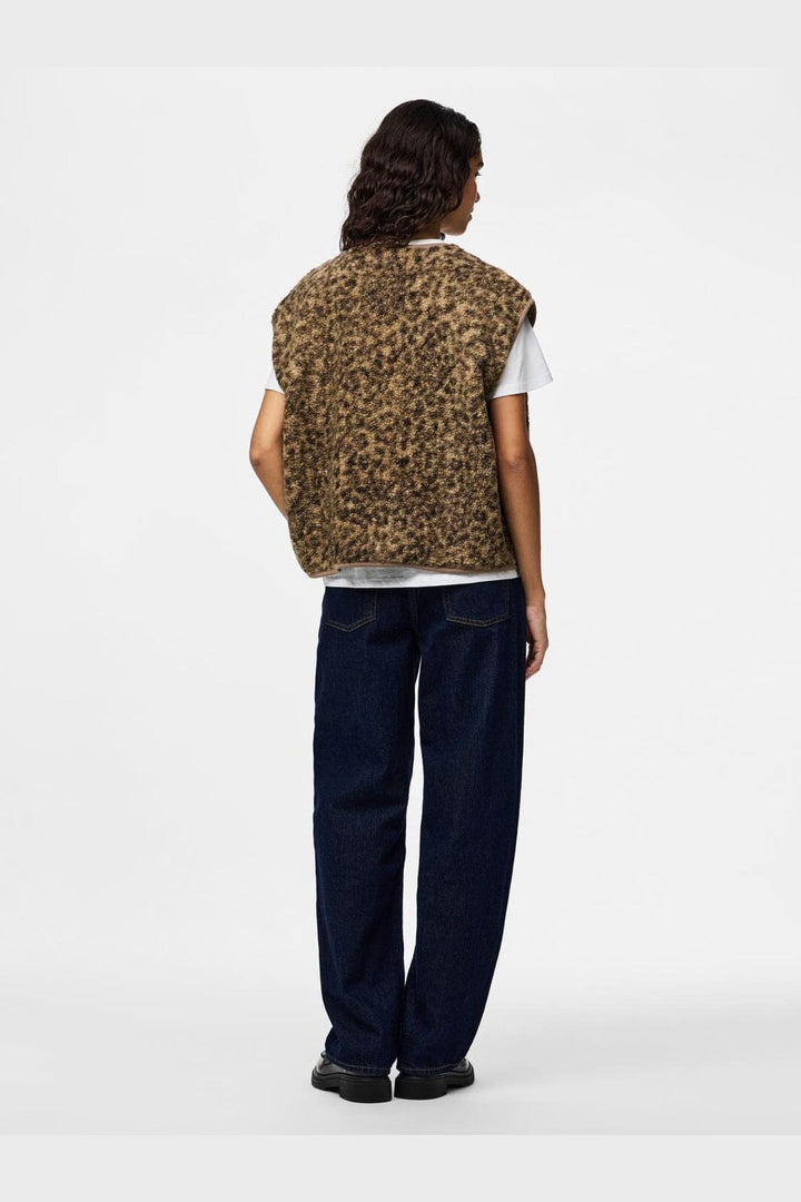 Pieces - Pckatty Teddy Vest - 4941395 Tannin Leopard