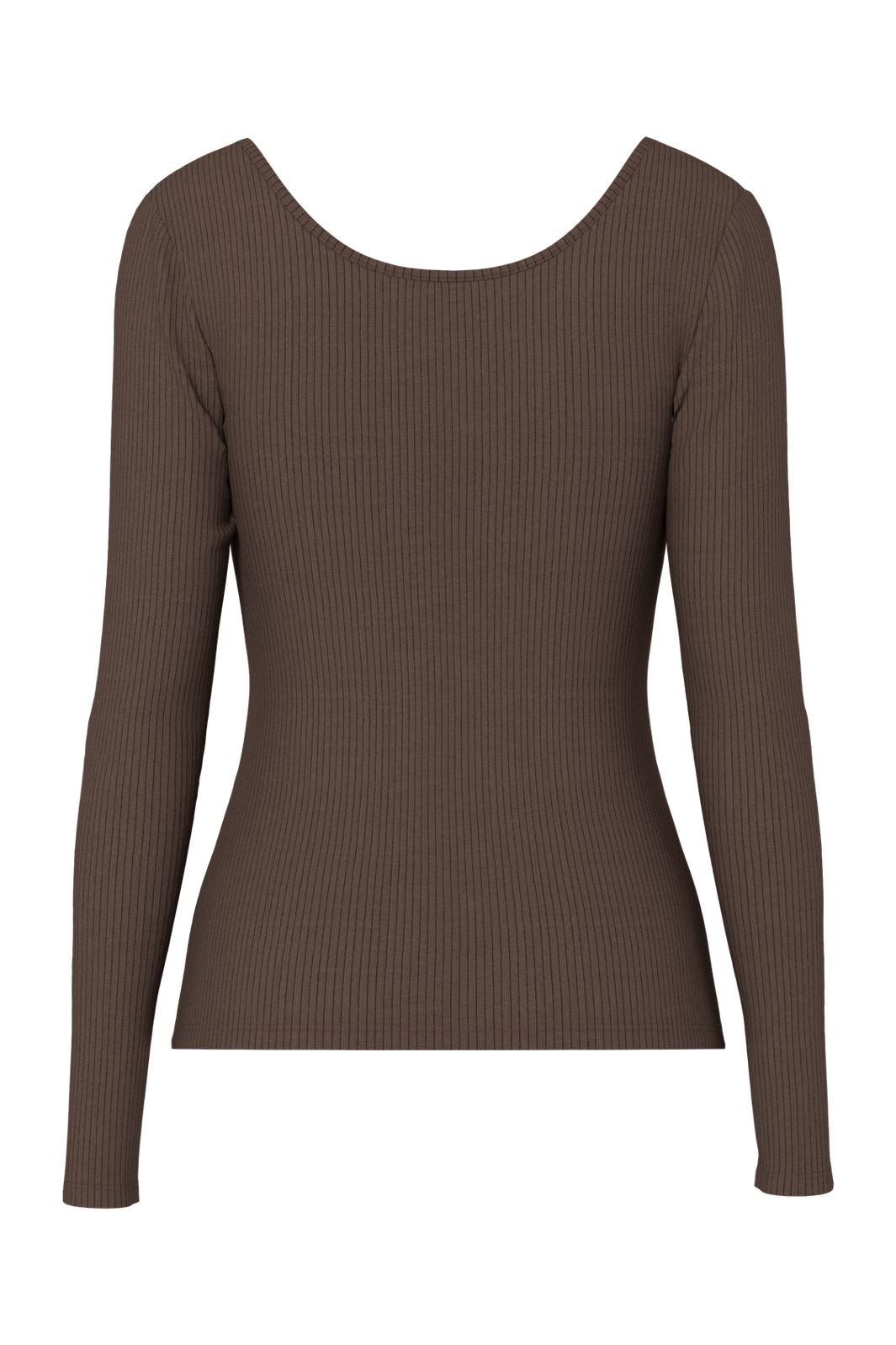 Pieces - Pckitte Ls Top - 4801778 Hot Fudge