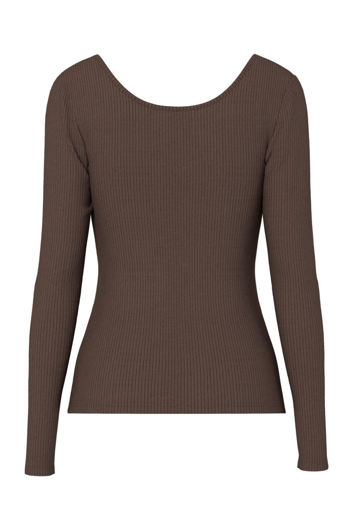 Pieces - Pckitte Ls Top - 4801778 Hot Fudge