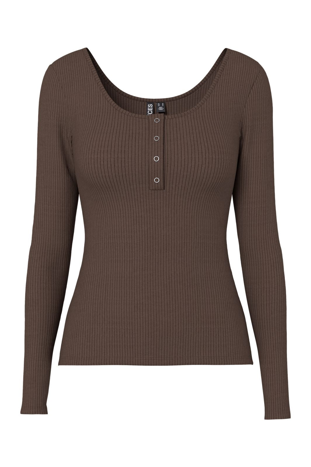 Pieces - Pckitte Ls Top - 4801778 Hot Fudge