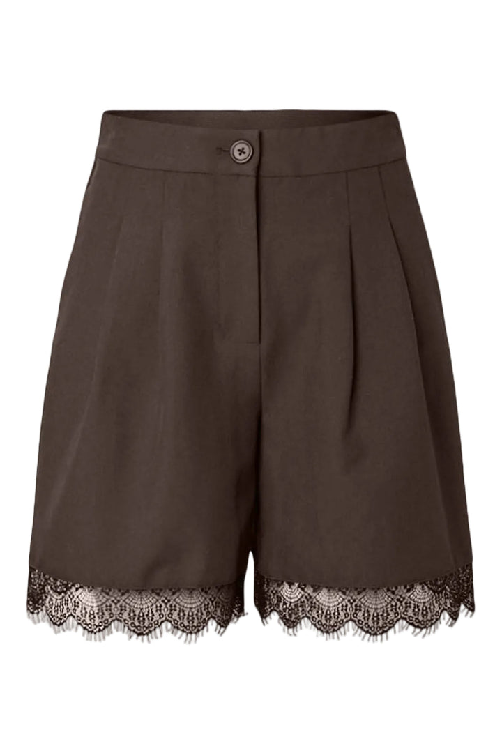 Pieces - Pcmaise Bosella Lace Detail Shorts Dm - 5161689 Hot Fudge