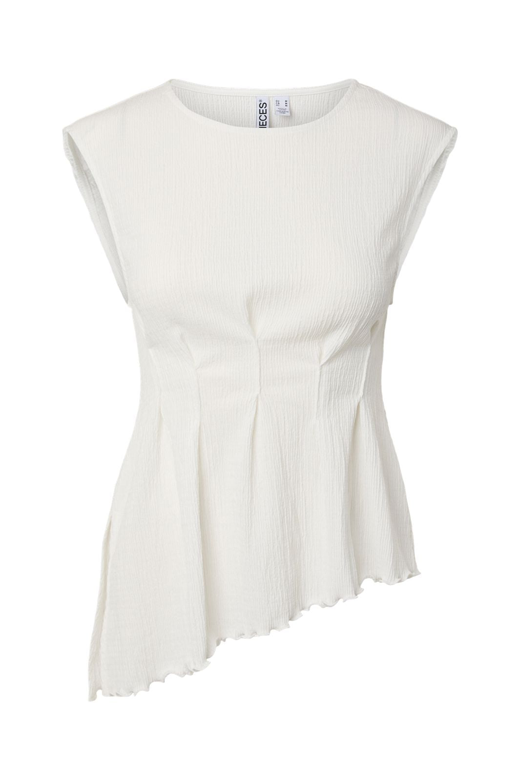 Pieces - Pcmalie Sl Asymetric Top - 5141071 Bright White
