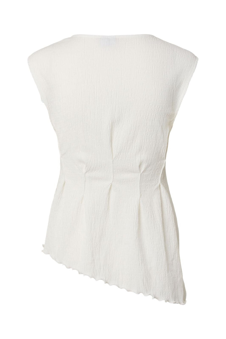 Pieces - Pcmalie Sl Asymetric Top - 5141071 Bright White