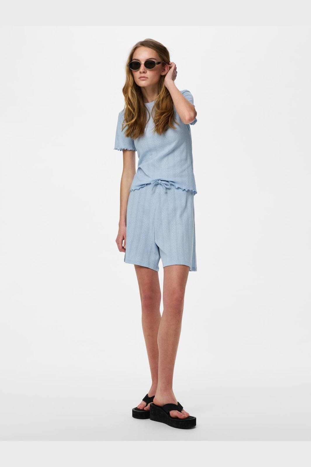 Pieces - Pcmarie Ss O-Neck Poin Top - 4798918 Cashmere Blue