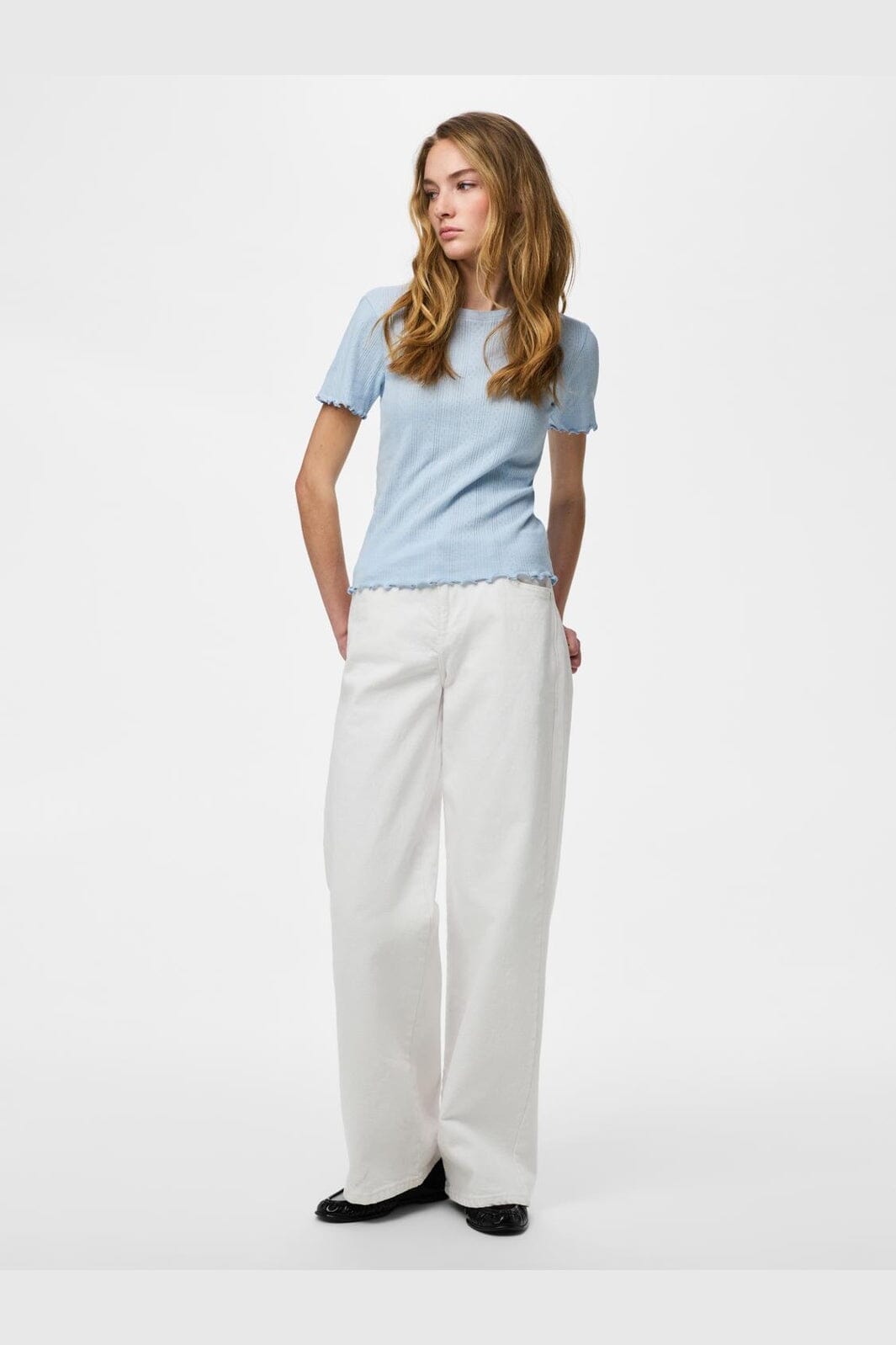 Pieces - Pcmarie Ss O-Neck Poin Top - 4798918 Cashmere Blue