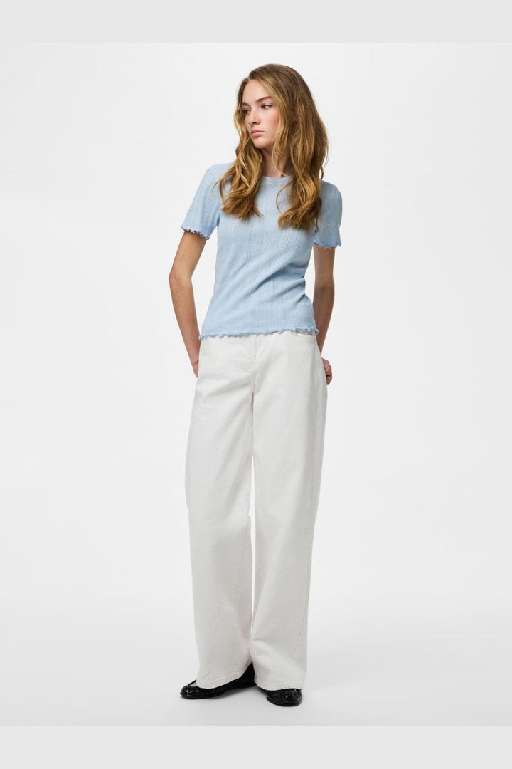 Pieces - Pcmarie Ss O-Neck Poin Top - 4798918 Cashmere Blue