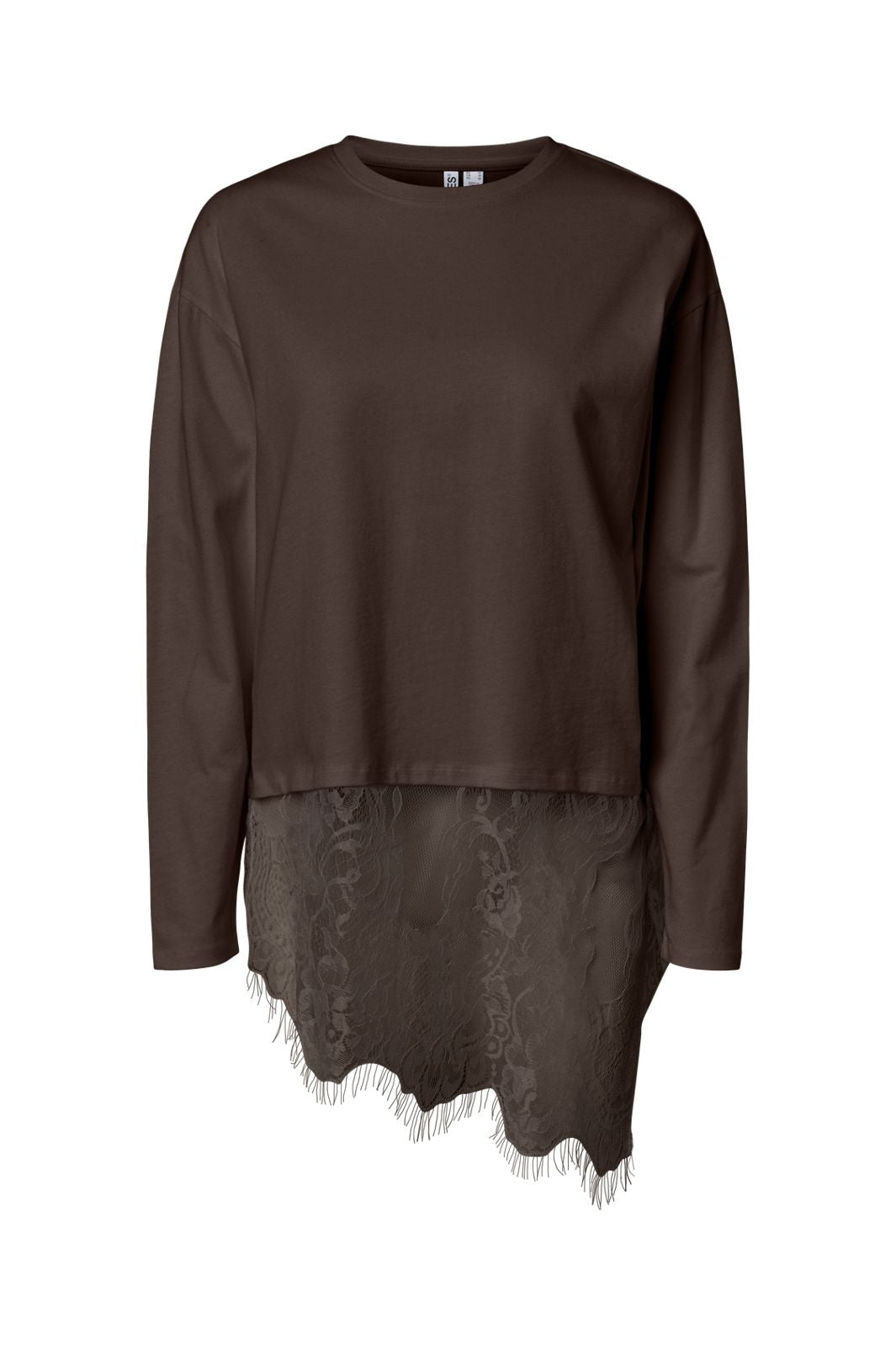 Pieces - Pcmave Ls Lace Top - 5207423 Hot Fudge