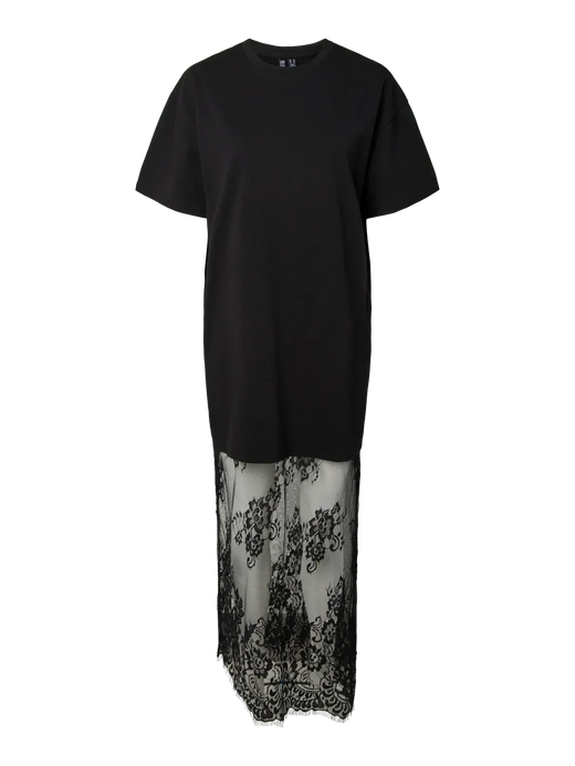 Pieces - Pcmave Ss Lace Long Dress - 5205151 Black Kjoler 
