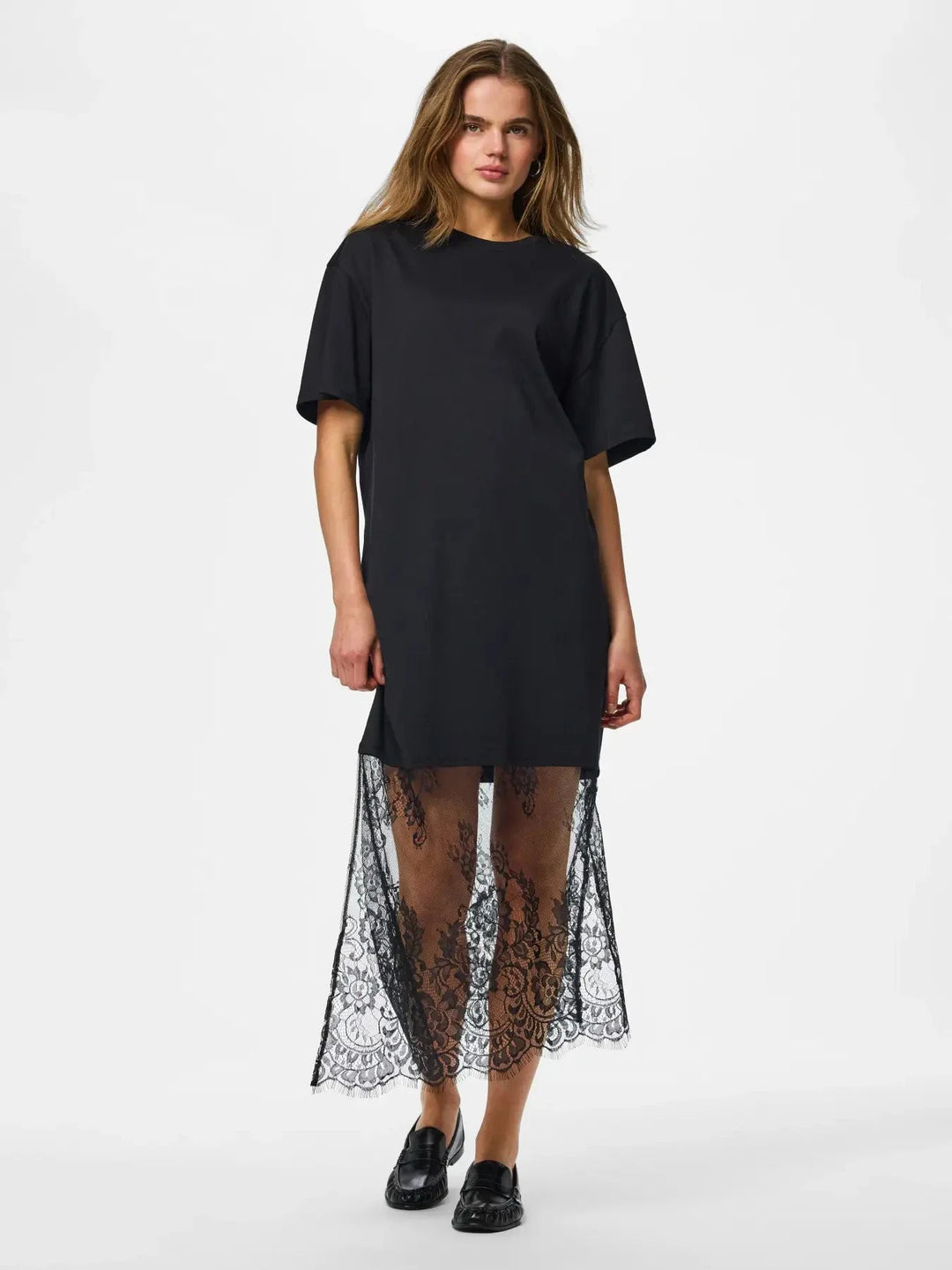 Pieces - Pcmave Ss Lace Long Dress - 5205151 Black Kjoler 