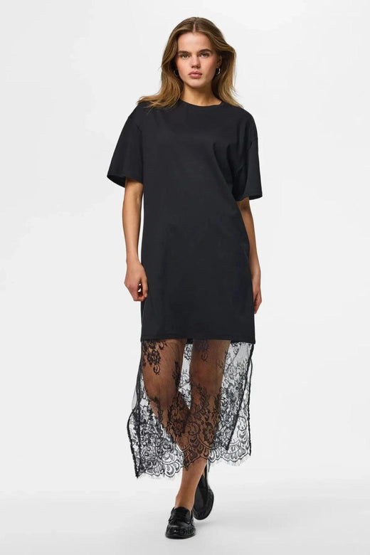 Pieces - Pcmave Ss Lace Long Dress - 5205151 Black Kjoler 