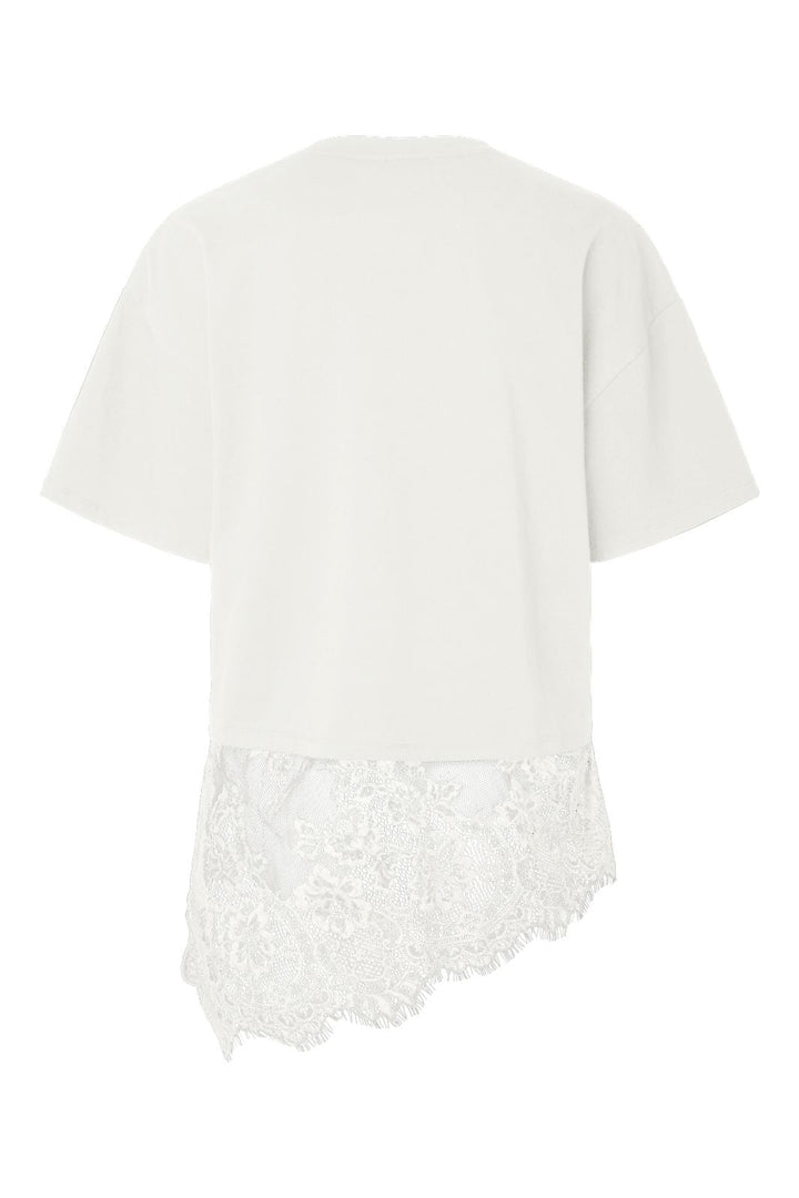 Pieces - Pcmave Ss Lace T-Shirt Dm - 5161685 Cloud Dancer