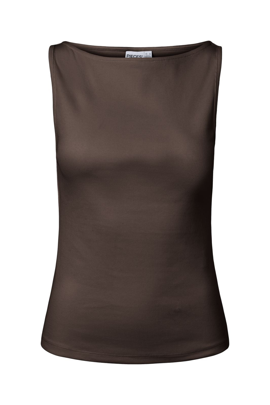 Pieces - Pcmay Sl Boatneck Top - 5165698 Hot Fudge