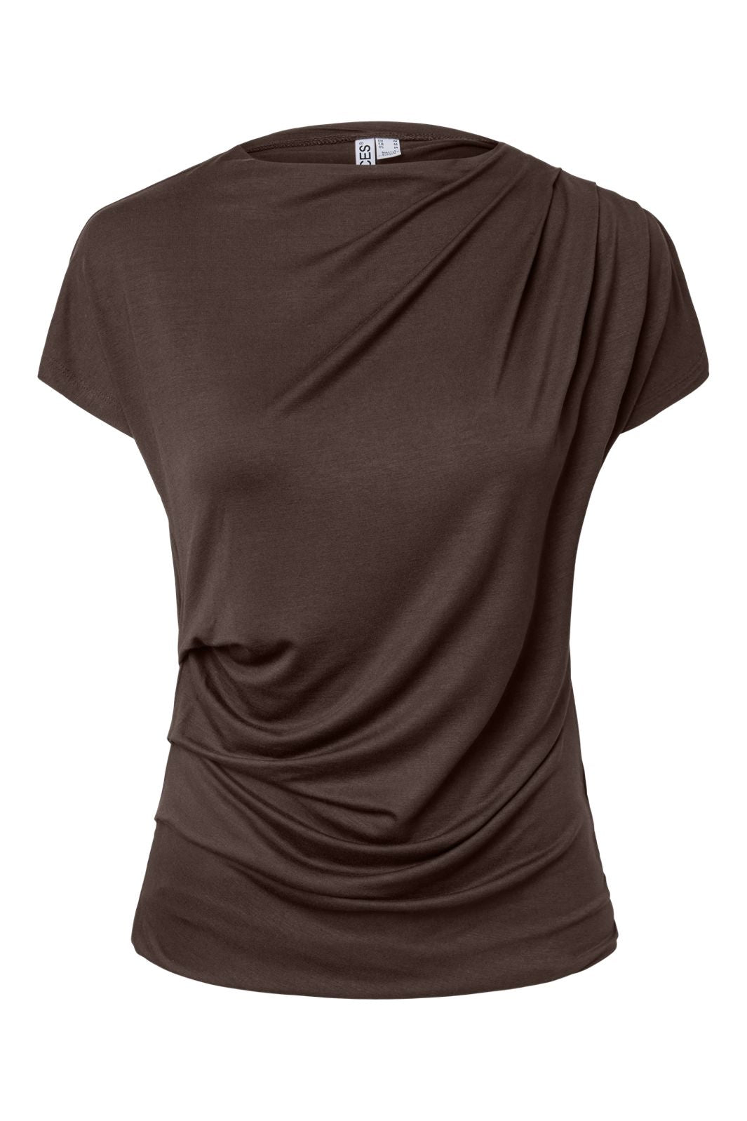Pieces - Pcmelina Ss Assymetrical Top - 5161632 Hot Fudge