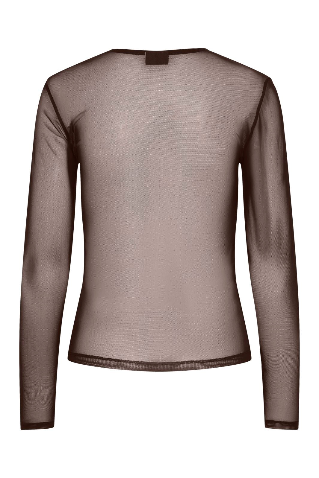 Pieces - Pcninni Ls Mesh Top - 5100655 Hot Fudge