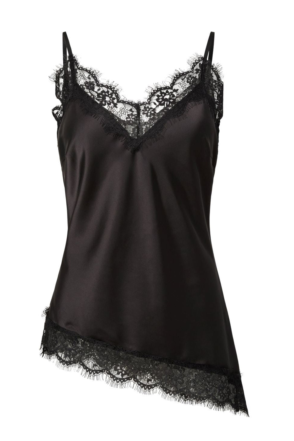 Pieces - Pcnomi Strap Satin Lace Top - 5072977 Black