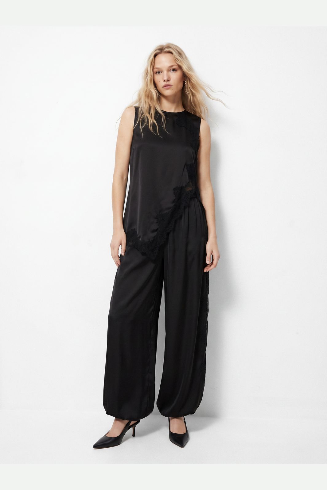 Pieces - Pcolli Balloon Satin Pants - 5233646 Black