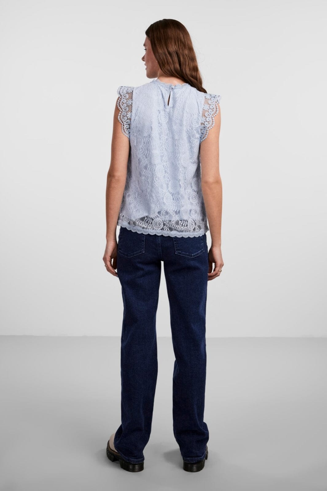 Pieces - Pcolline Sl Lace Top - Kentucky Blue Toppe 