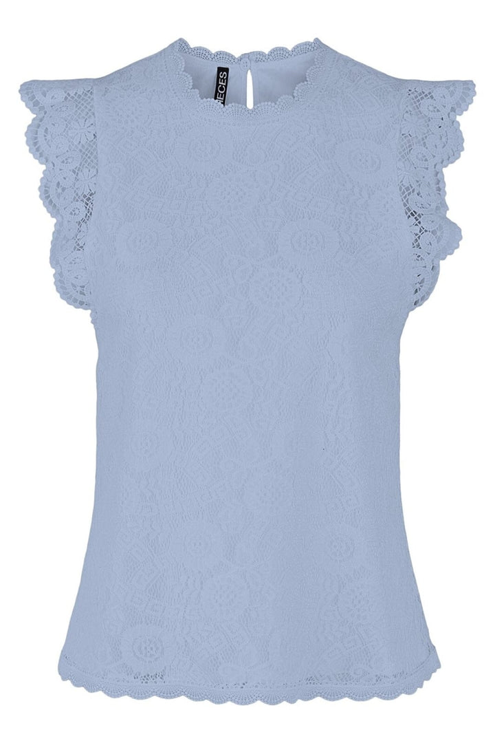 Pieces - Pcolline Sl Lace Top - Kentucky Blue Toppe 