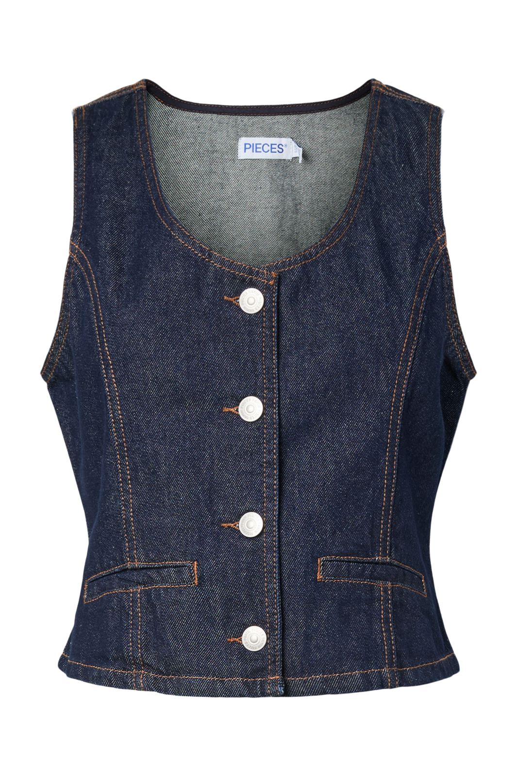 Pieces - Pcpam Denim Vest - 5017748 Dark Blue Denim Rinse