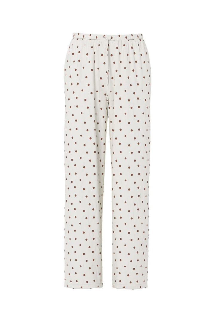 Pieces - Pcpia Lw Tie Pants - 5082866 Birch Downtown Brown Polka Dots