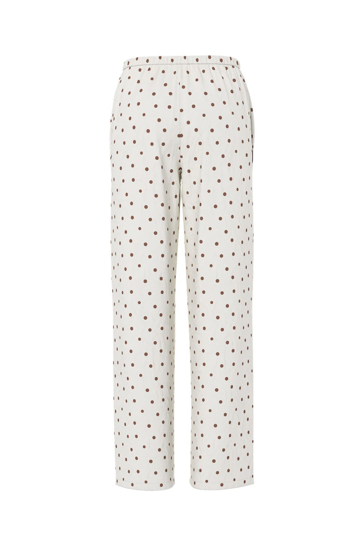 Pieces - Pcpia Lw Tie Pants - 5082866 Birch Downtown Brown Polka Dots
