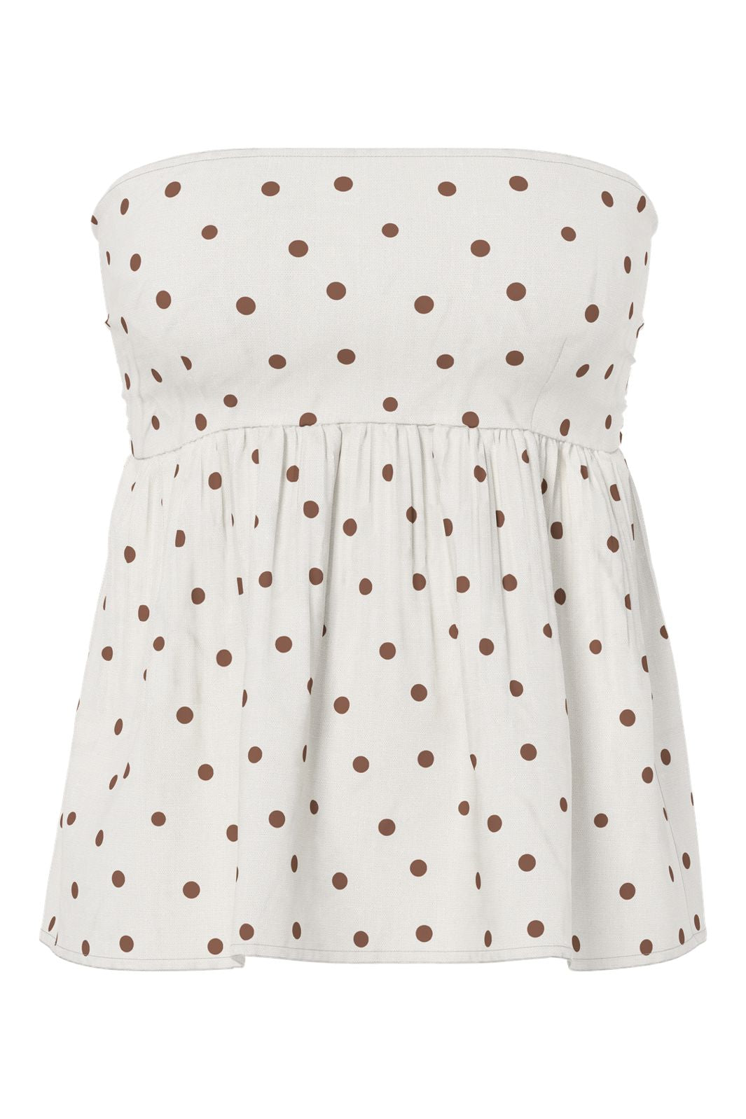 Pieces - Pcpia Strapless Top - 5082871 Birch Downtown Brown Polka Dots