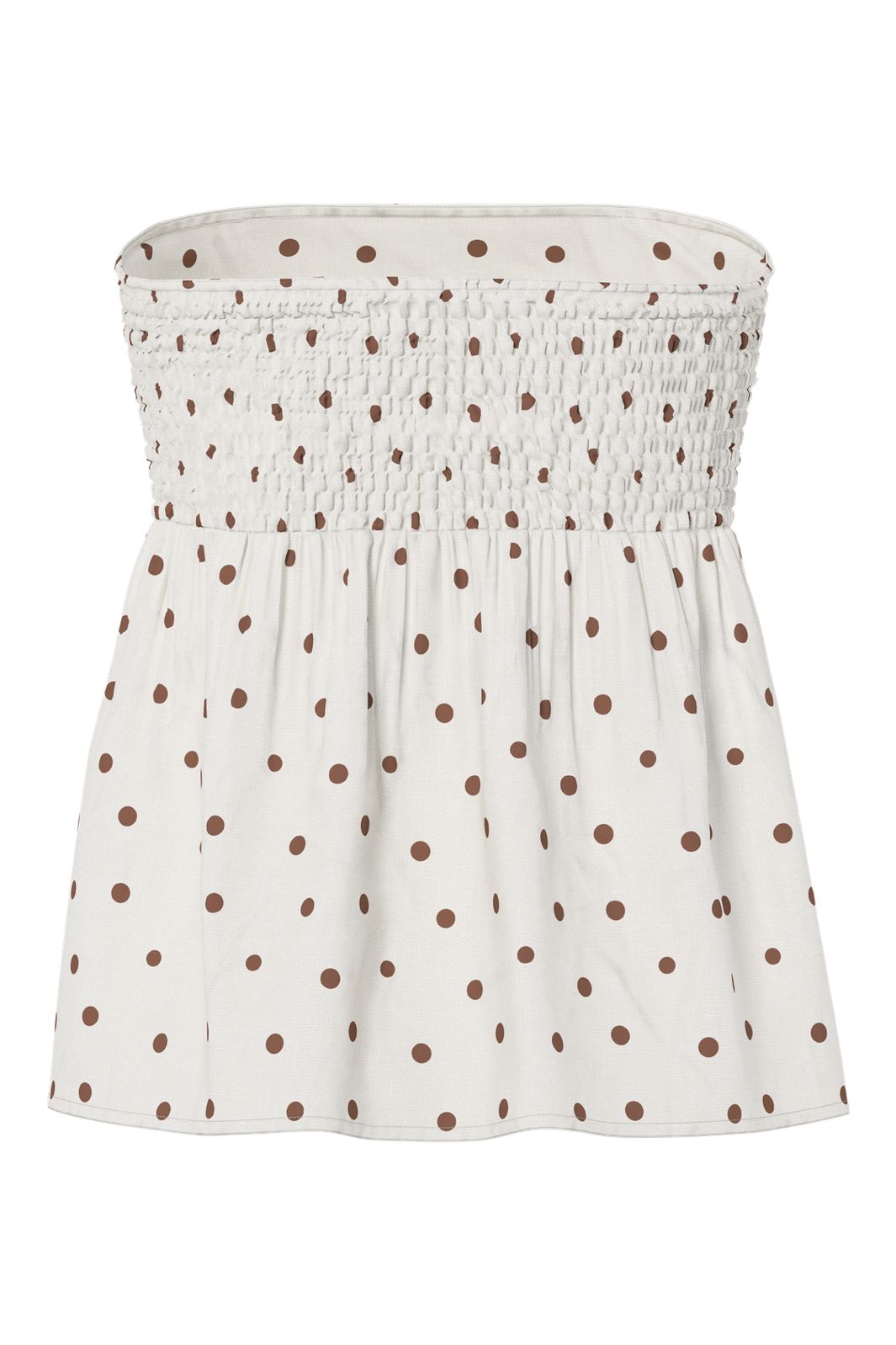 Pieces - Pcpia Strapless Top - 5082871 Birch Downtown Brown Polka Dots